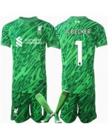 Otroške Nogometnih dresov Liverpool Alisson Becker #1 Vratar Gostujoči 2024-25 Kratki rokavi (+ hlače)